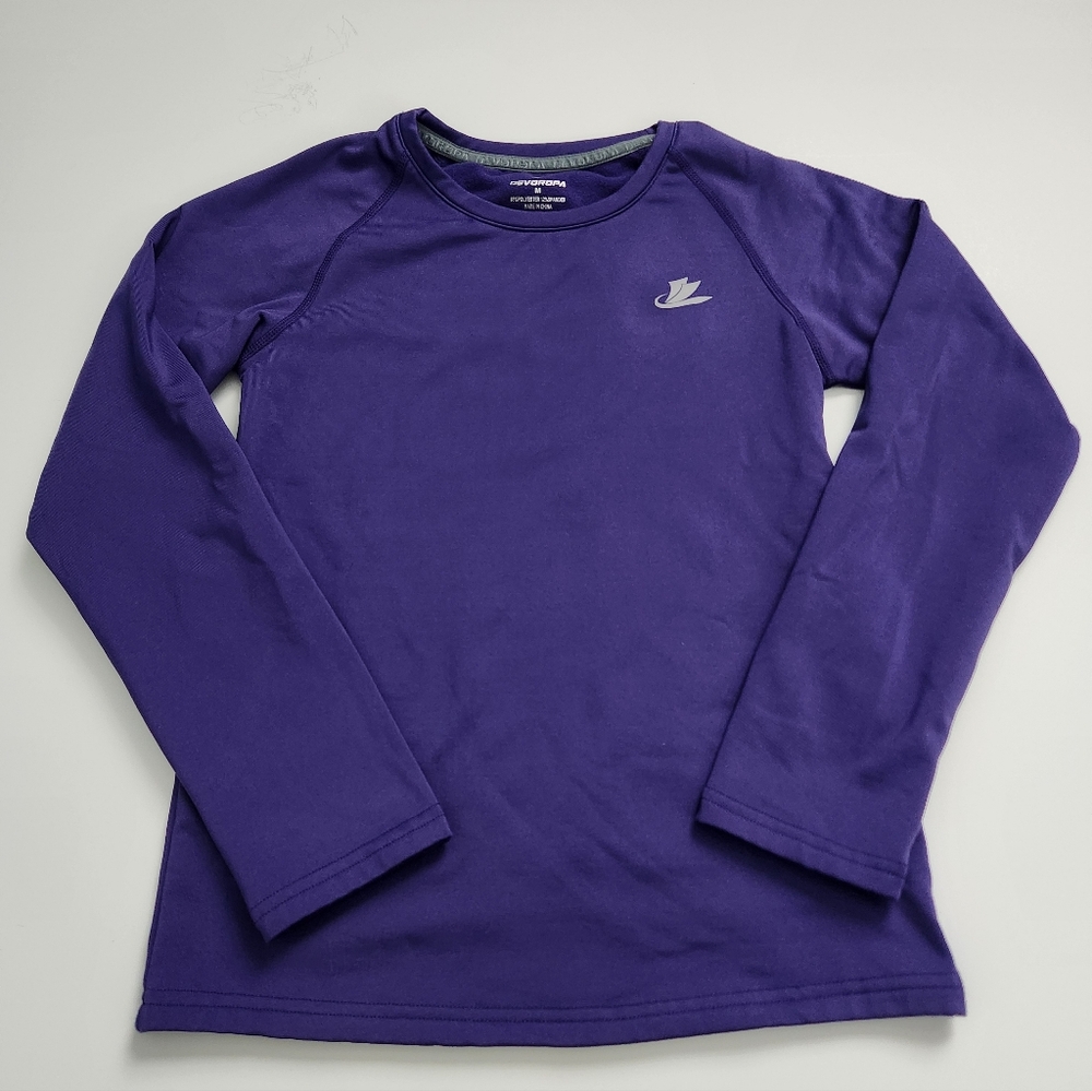 DEVOROPA Youth Boys Compression Shirt Long Sleeve‎ Football Medium, Purple